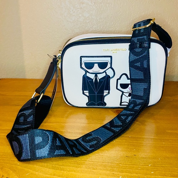 ๐ SALE ๐ NEW! Karl Lagerfeld Paris Beige Maybelle Double Zip Choupette Bag - Picture 6 of 17